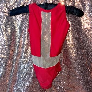 GENTLY USED - RED/NUDE AA DANCEWEAR LEOTARD - SIZE: CHILD LARGE